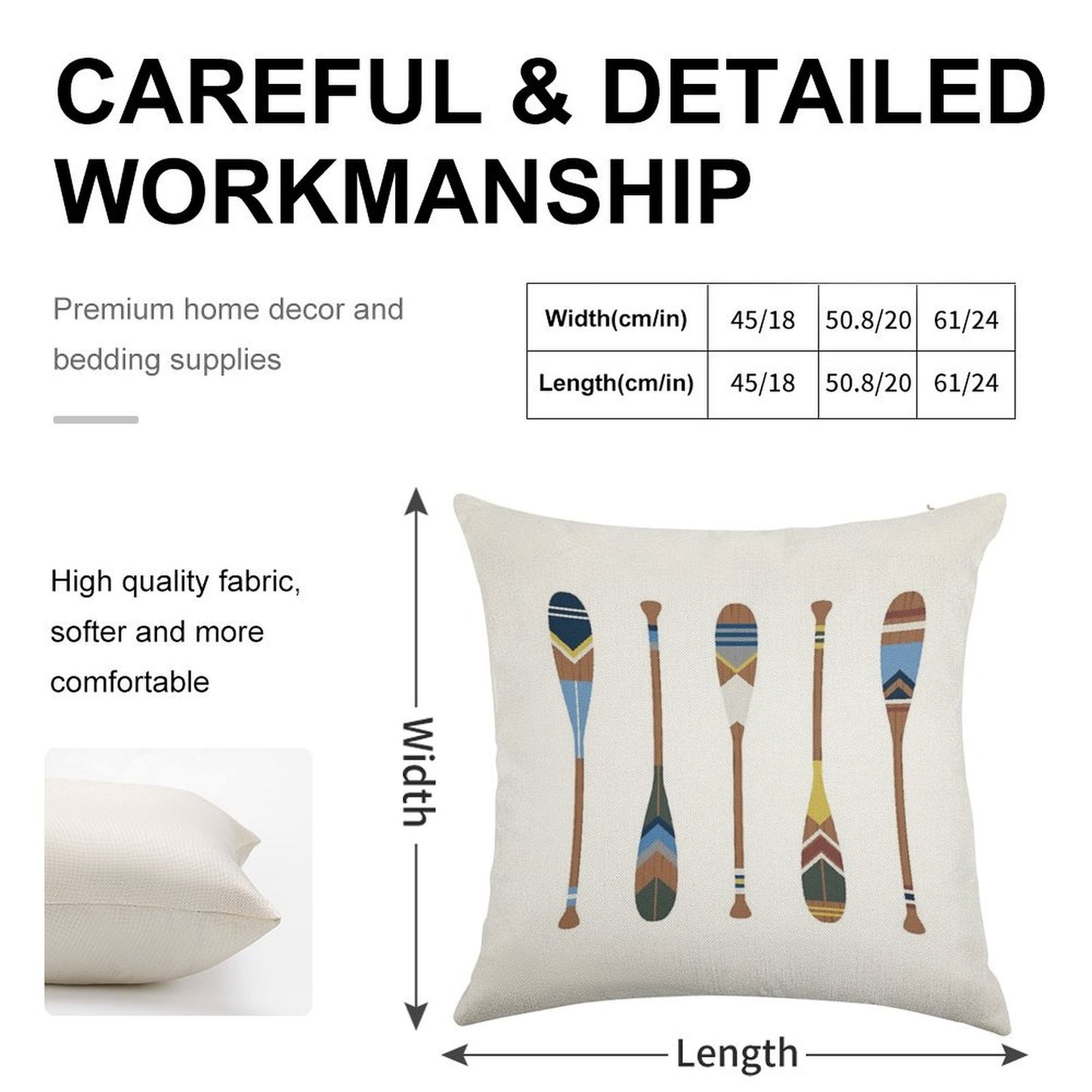 Painted Oars Linen Throw Pillow Cover