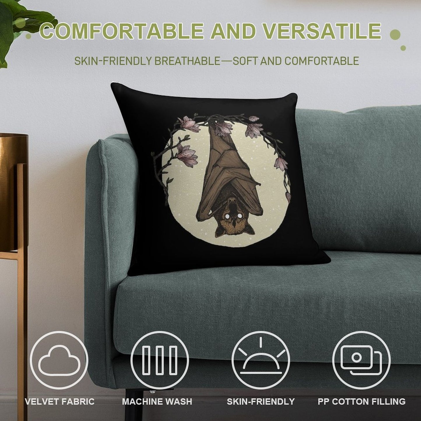 Bat Crazy Soft Luxury Feel Throw Pillow