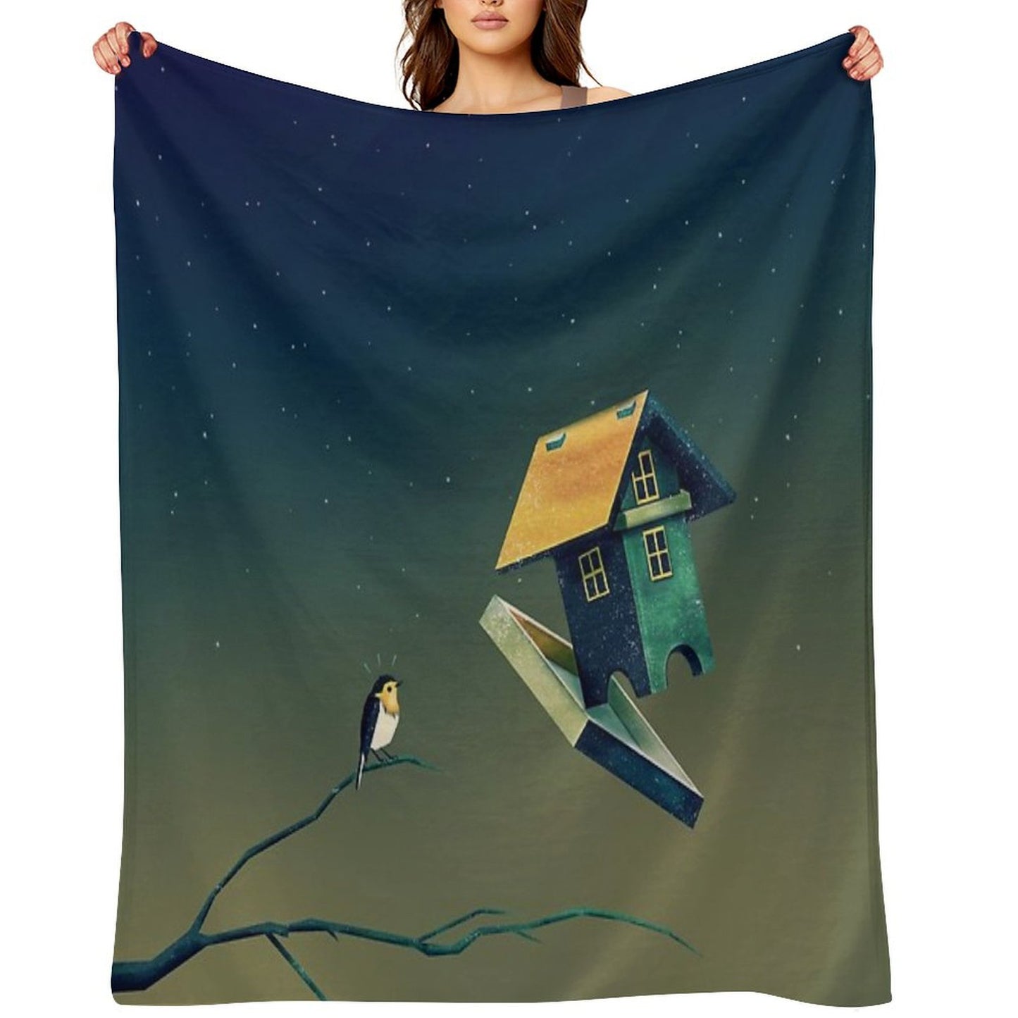 Flying Bird...house Throw Blanket