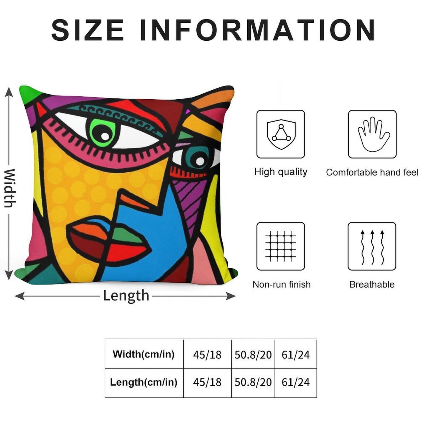 Funky Abstract Face Soft Anti-Pilling Throw Pillow