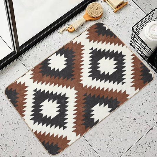 Aztec Neutrals - Inkwell & Brandywine Bath Mat