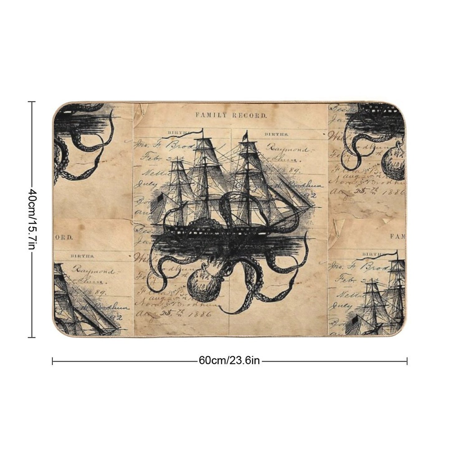 Kraken Attacking Ship on Ledger Design KAS947 Bath Mat