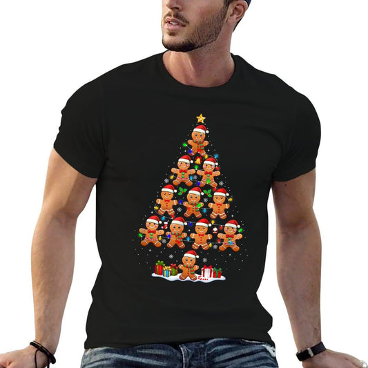 Gingerbread Christmas Tree Lights Boys Kids Xmas Pajamas Wrinkle-resistant T-Shirt
