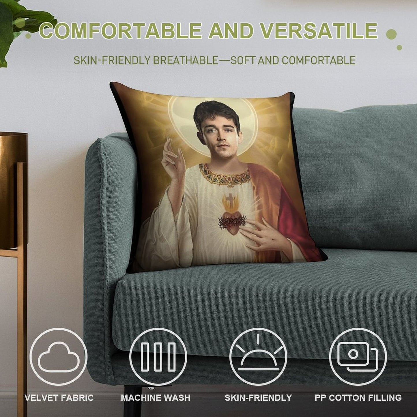Charles Leclerc Jesus F1 Soft Bedroom Essential Throw Pillow
