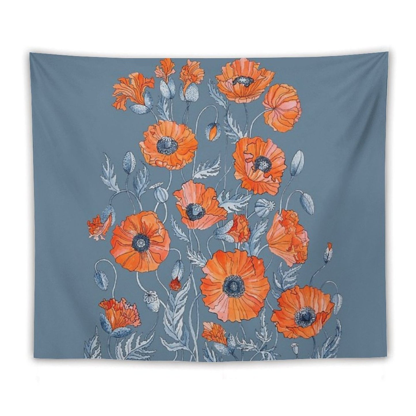 Poppies Floral Botanical Art Tapestry
