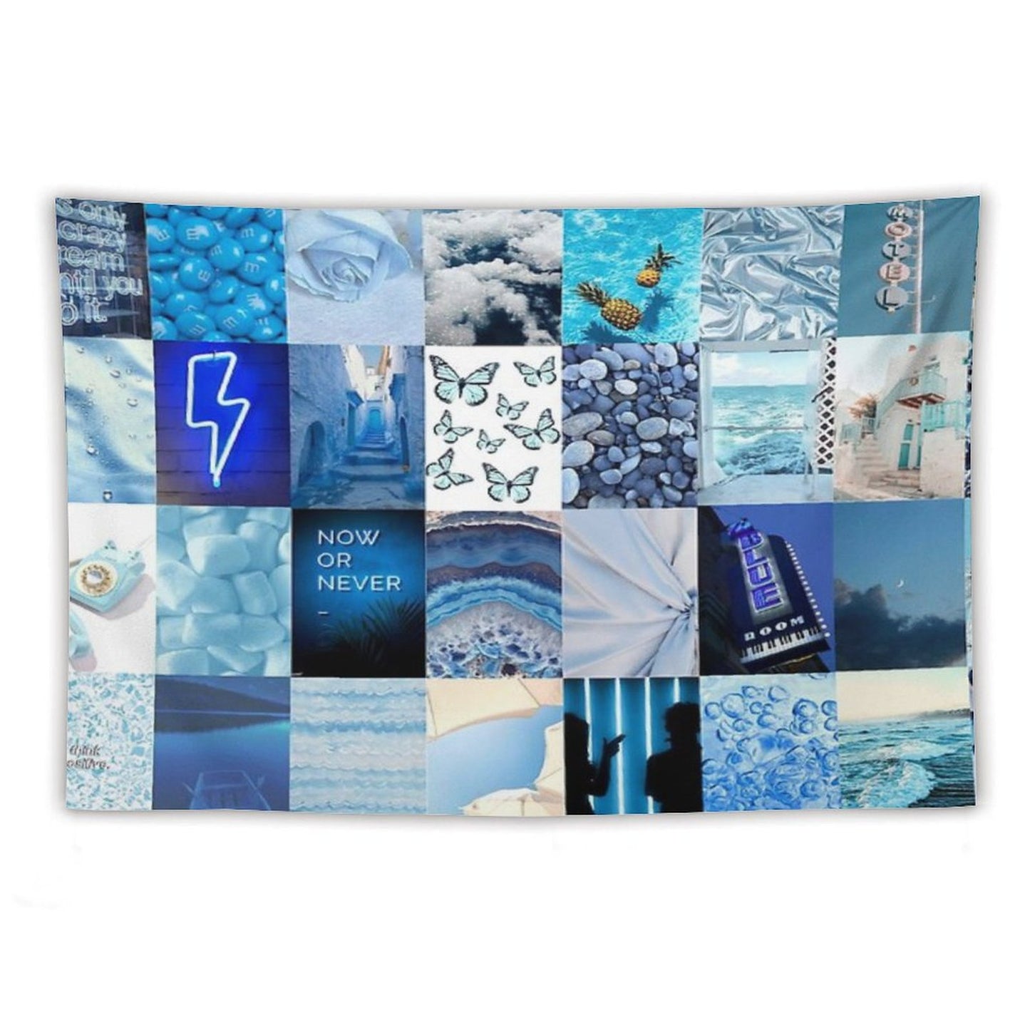 Blue Aesthetic Tumblr Collage Tapestry