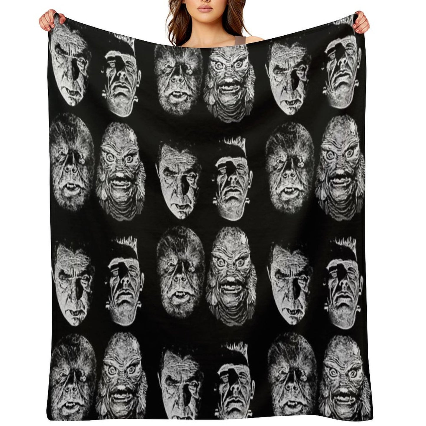 Universal Studios, Monsters, Monster Mash, Dracula, Wolfman, Frankenstein, Creature Throw Blanket