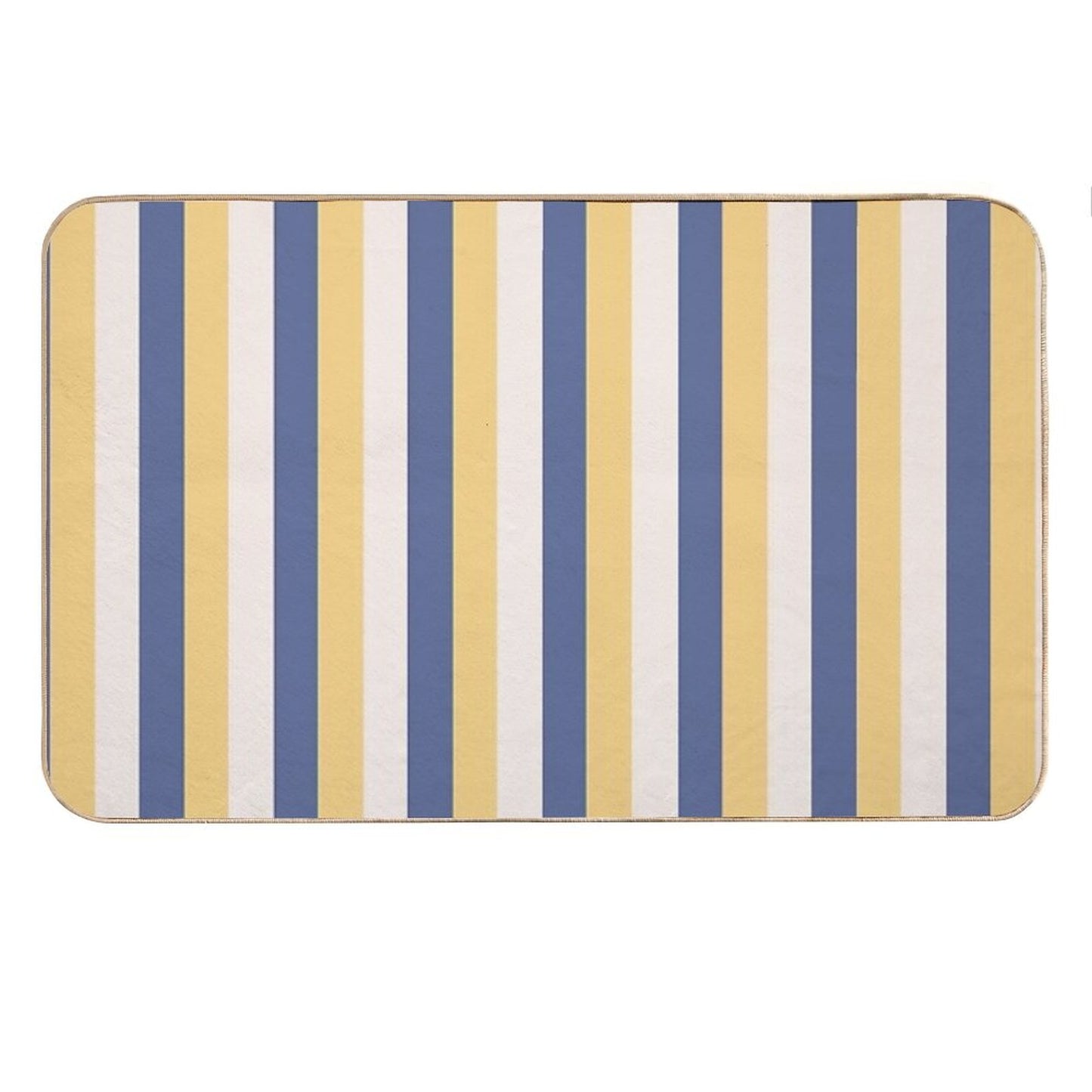 Blue Yellow Stripes - Striped Bath Mat