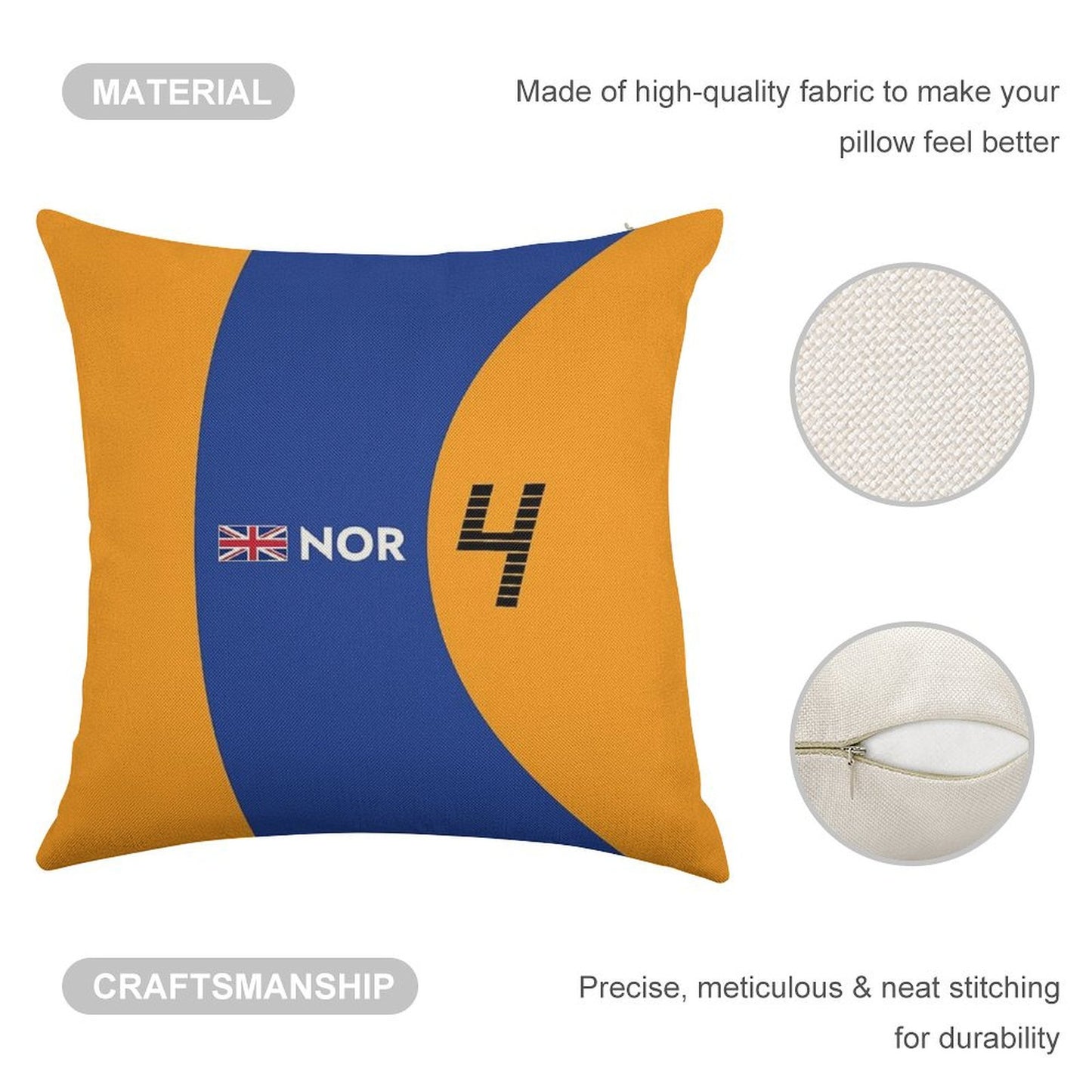 F1 2021 - #4 Norris Linen Throw Pillow Cover