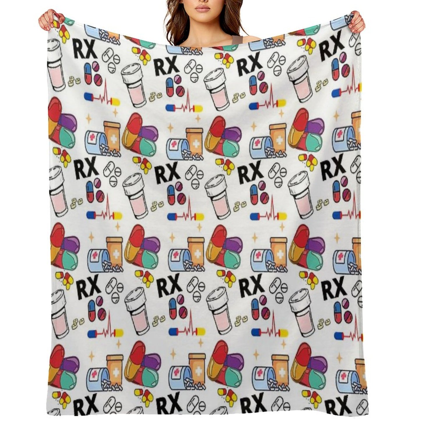 Pharmacy Pattern Pills RX Throw Blanket