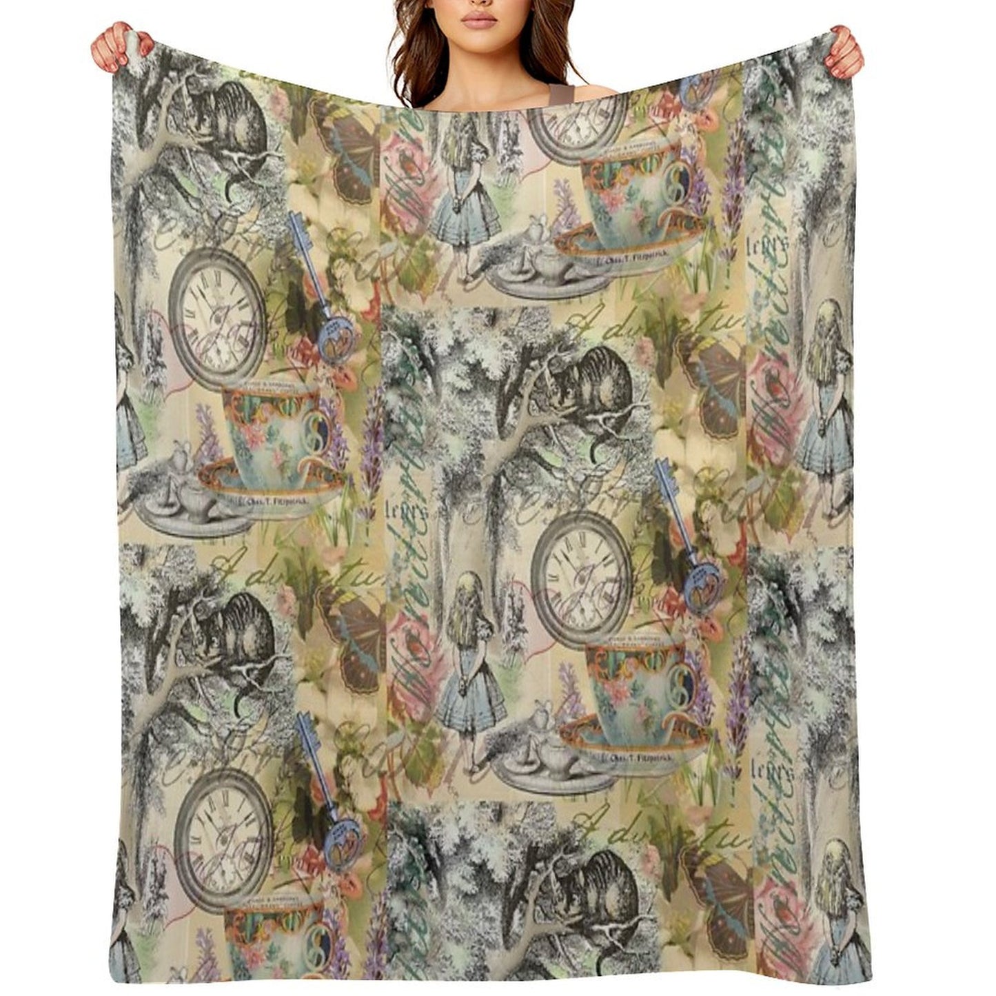 Cheshire Cat Alice in Wonderland Throw Blanket