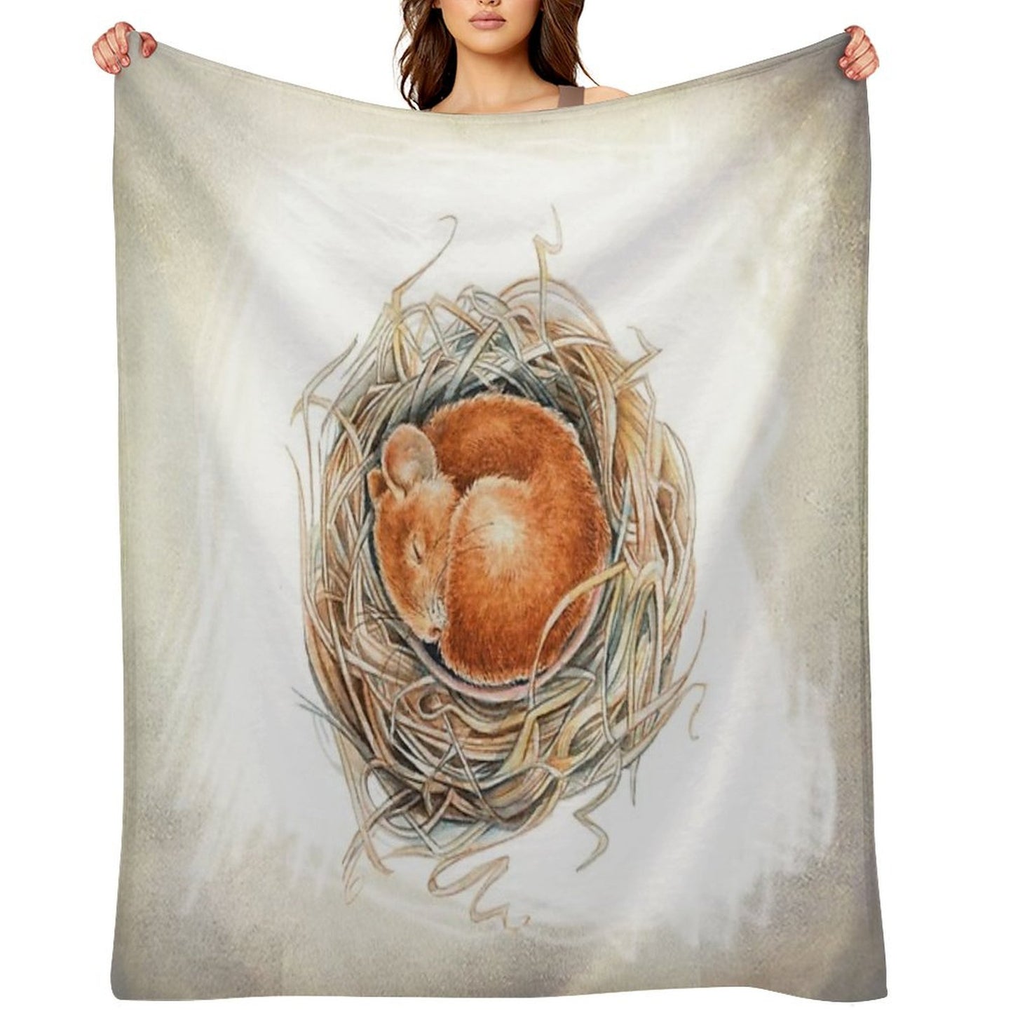 Mouse in The Nest Throw Blanket