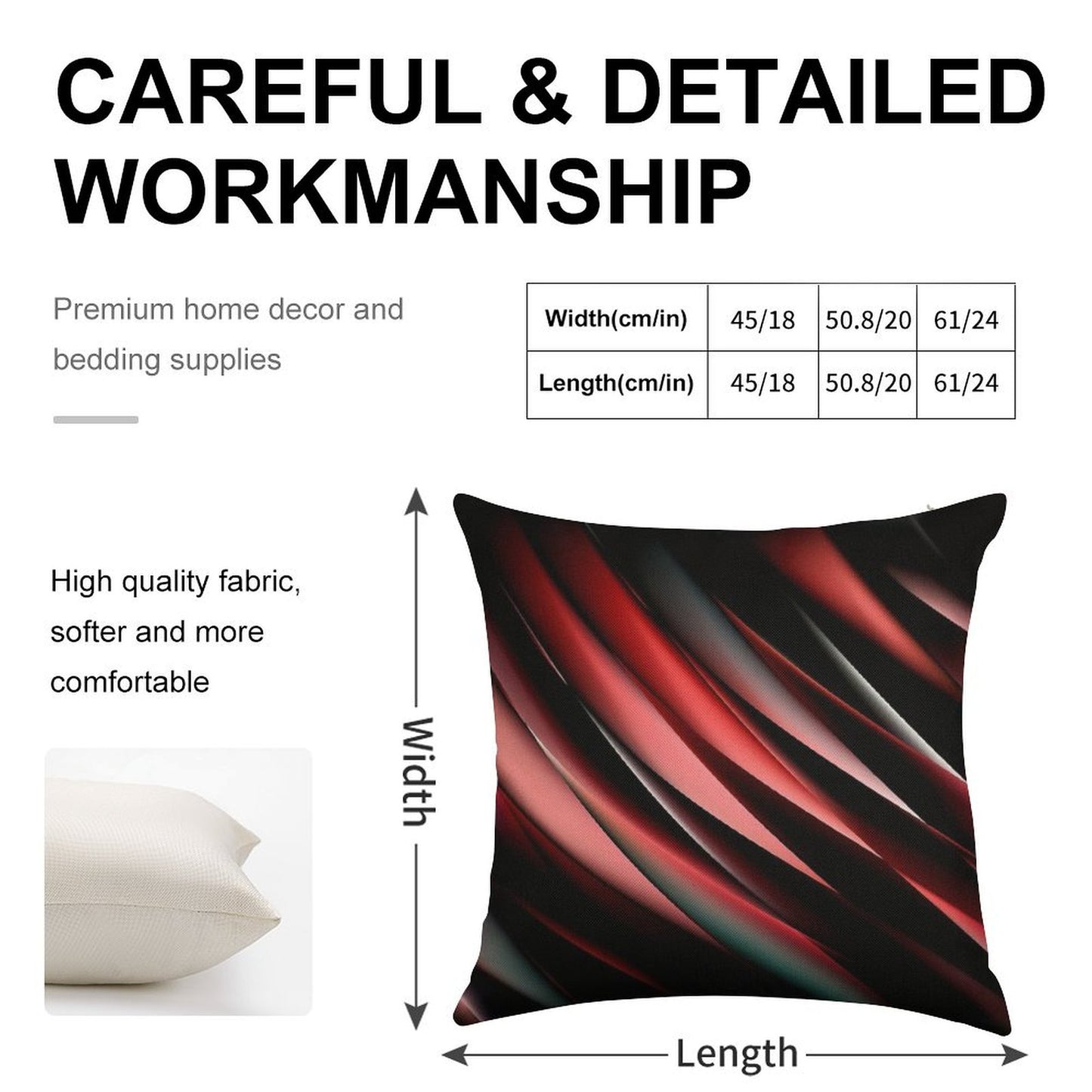 Decorative Red And Black Linen Throw Pillow Cover