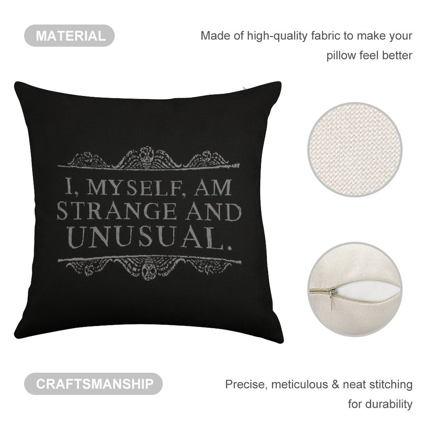 I, Myself, Am Strange And Unusual. Linen Throw Pillow Cover