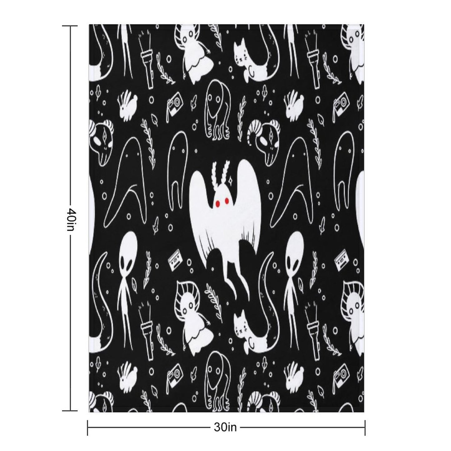 Cryptids in Black Throw Blanket