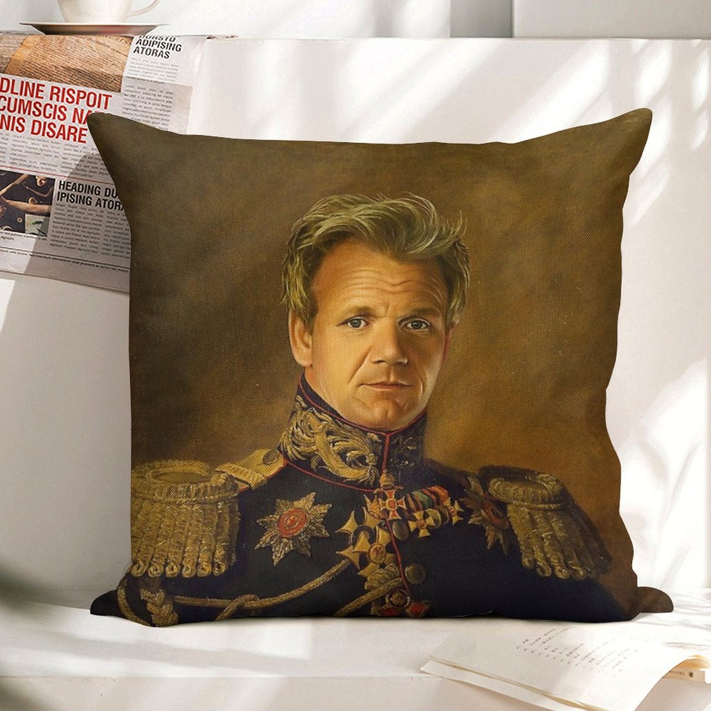 Gordon Ramsay - Replaceface Linen Throw Pillow Cover