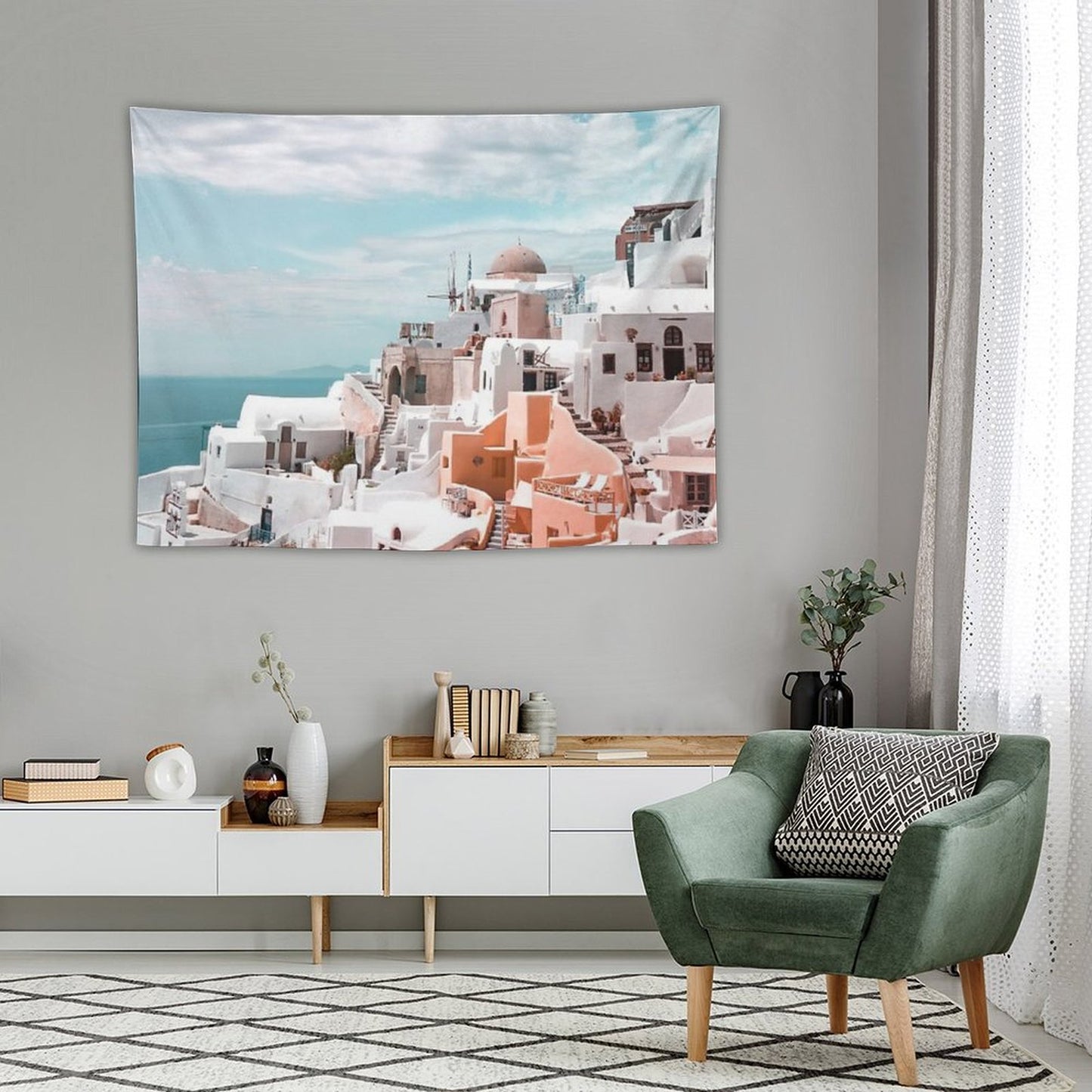 Santorini Oia Greece Tapestry