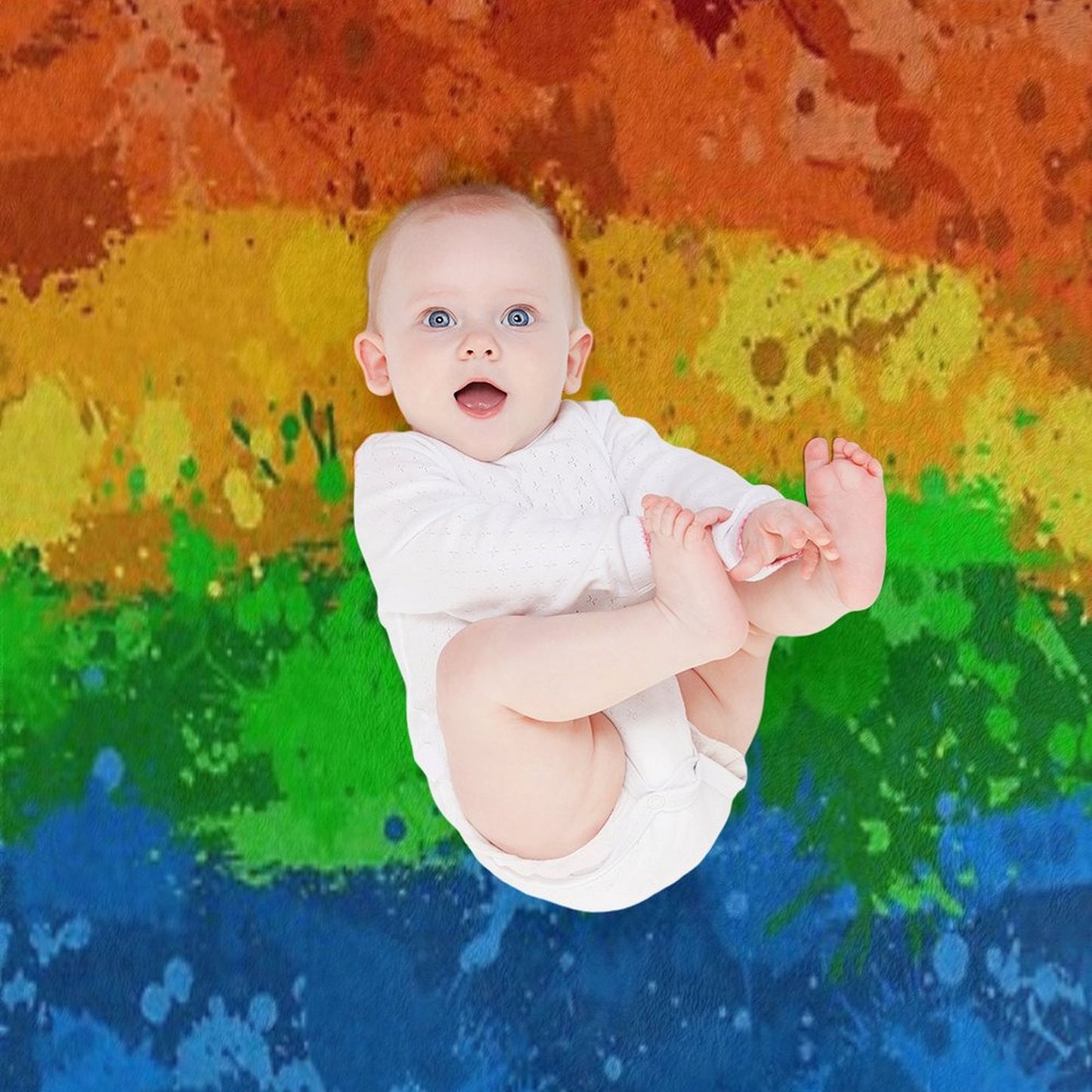 Abstract Paint Splatter LGBTQ Pride Rainbow Flag Background Throw Blanket
