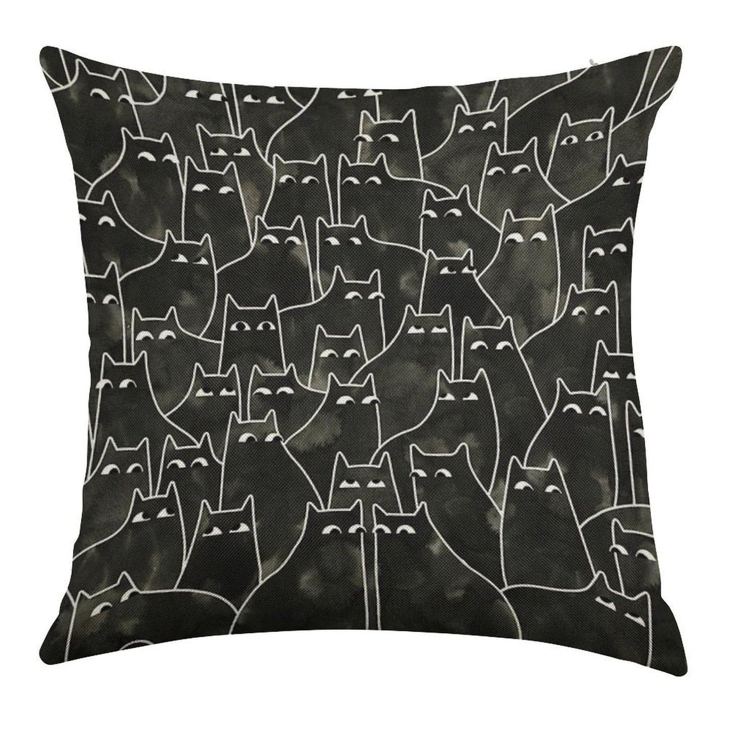 Suspicious Cats Linen Throw Pillow Cover