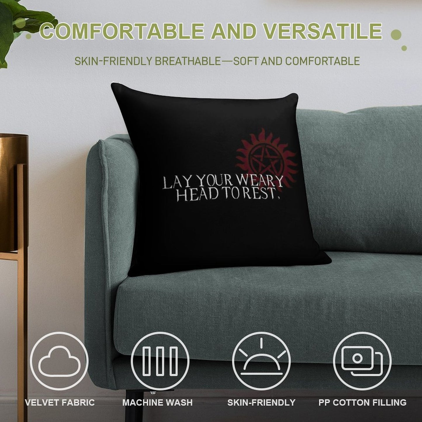Lay Your Weary Head to Rest Soft Hidden Zipper Throw Pillow