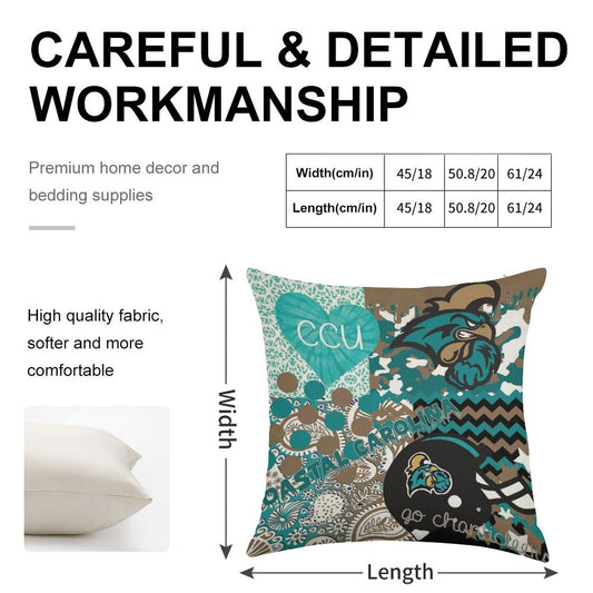 Coastal Carolina University Collage Linen Throw Pillow Cover