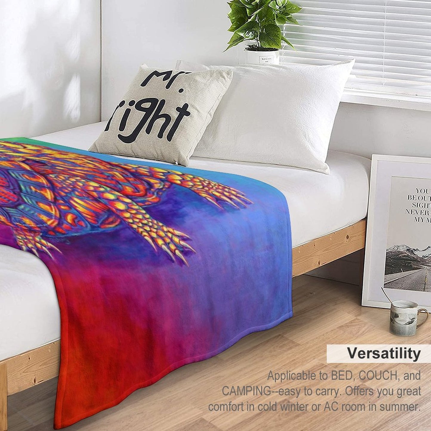 Rainbow Eastern Box Turtle Throw Blanket