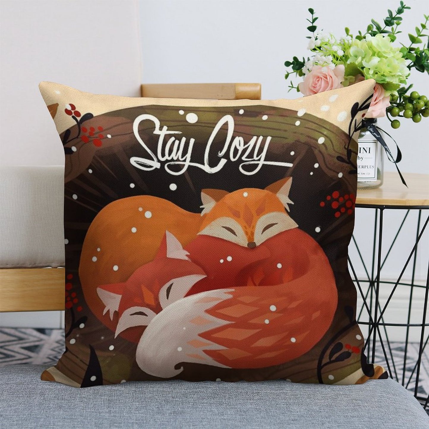 Stay Cozy Linen Throw Pillow Cover