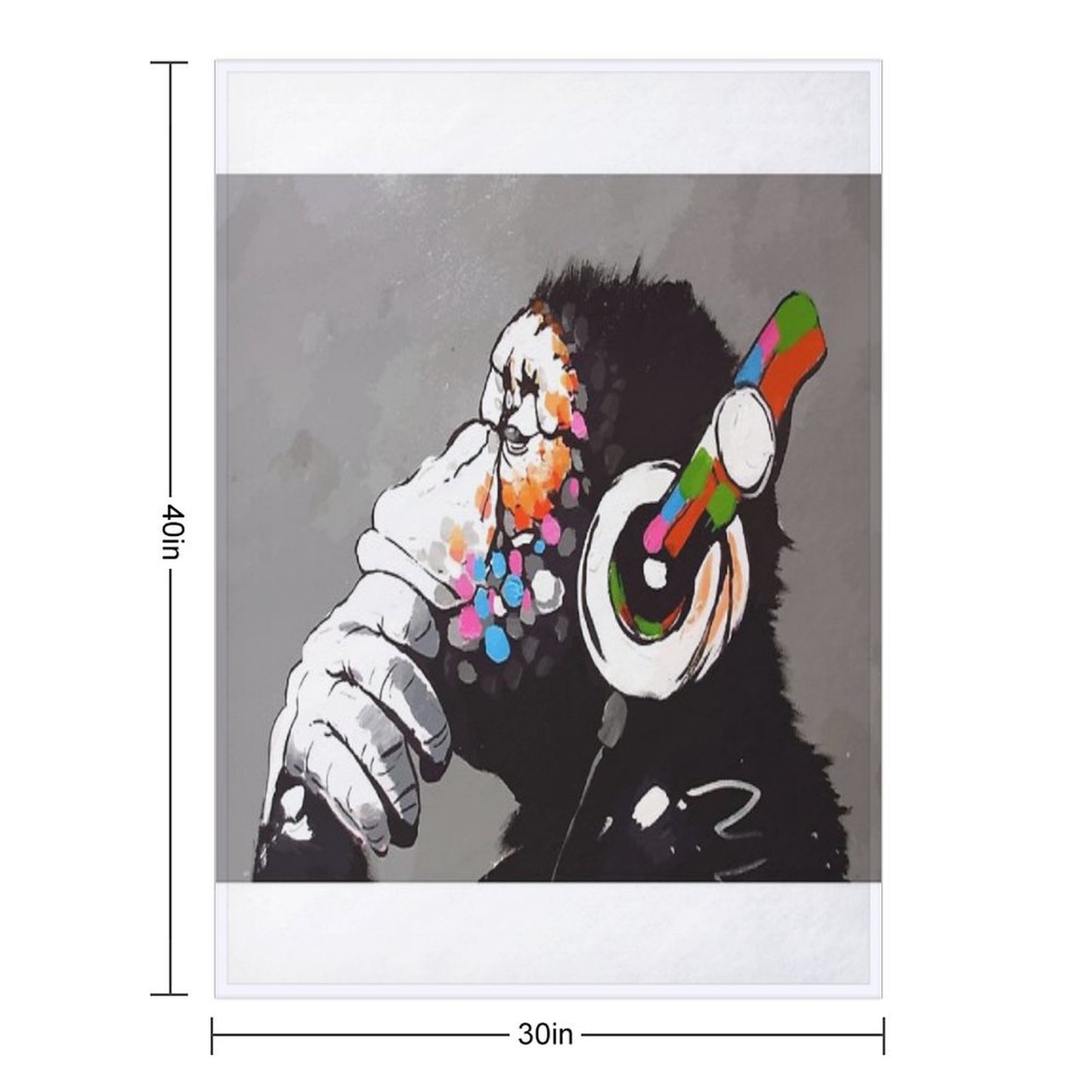 Banksy DJ Monkey Thinker with Headphones Throw Blanket