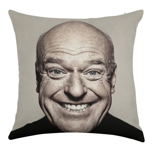 Hank Schrader Dean Norris Happy Face Linen Throw Pillow Cover