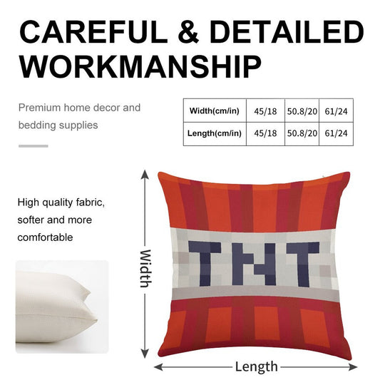 Minecraft TNT Block Linen Throw Pillow Cover