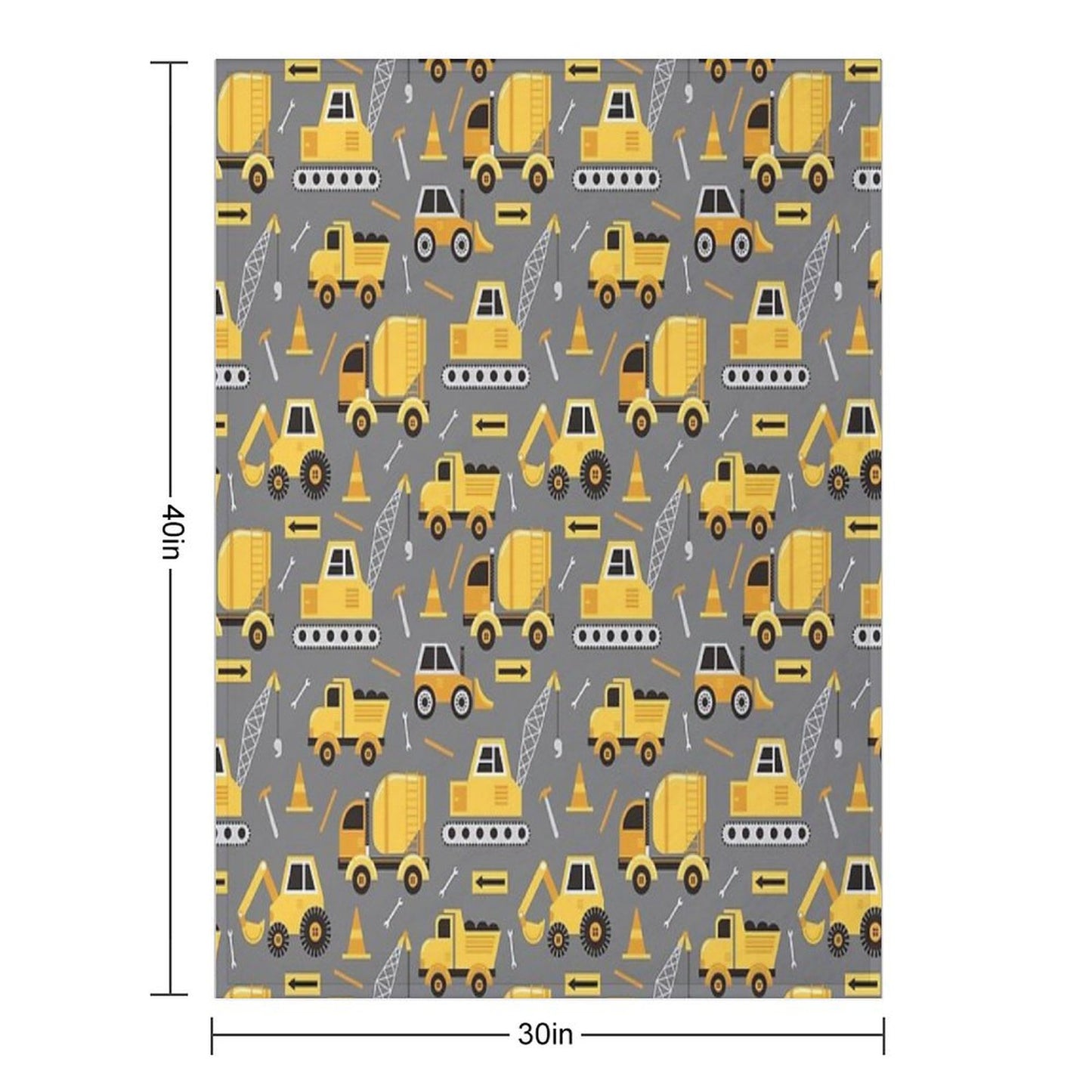 Construction Trucks on Gray Throw Blanket