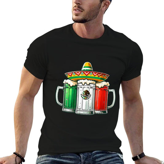 Mexico Funny Beer Mexican Flag Sombrero Hat Cinco De Mayo T-Shirt