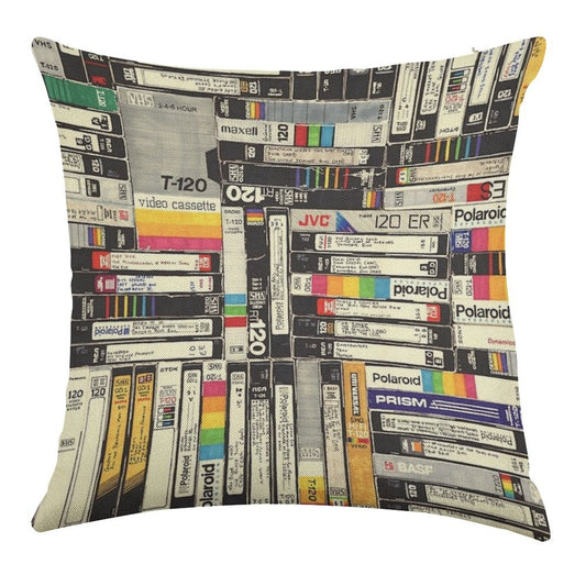VHS Linen Throw Pillow Cover