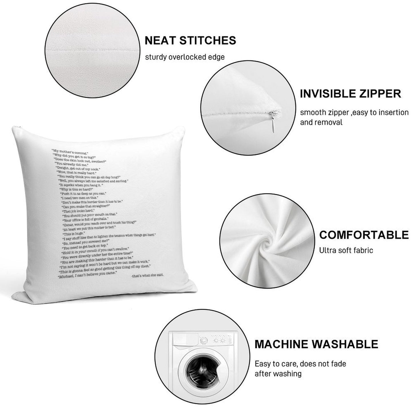 Every That's What She Said From The Office Soft Shrink-Resistant Throw Pillow