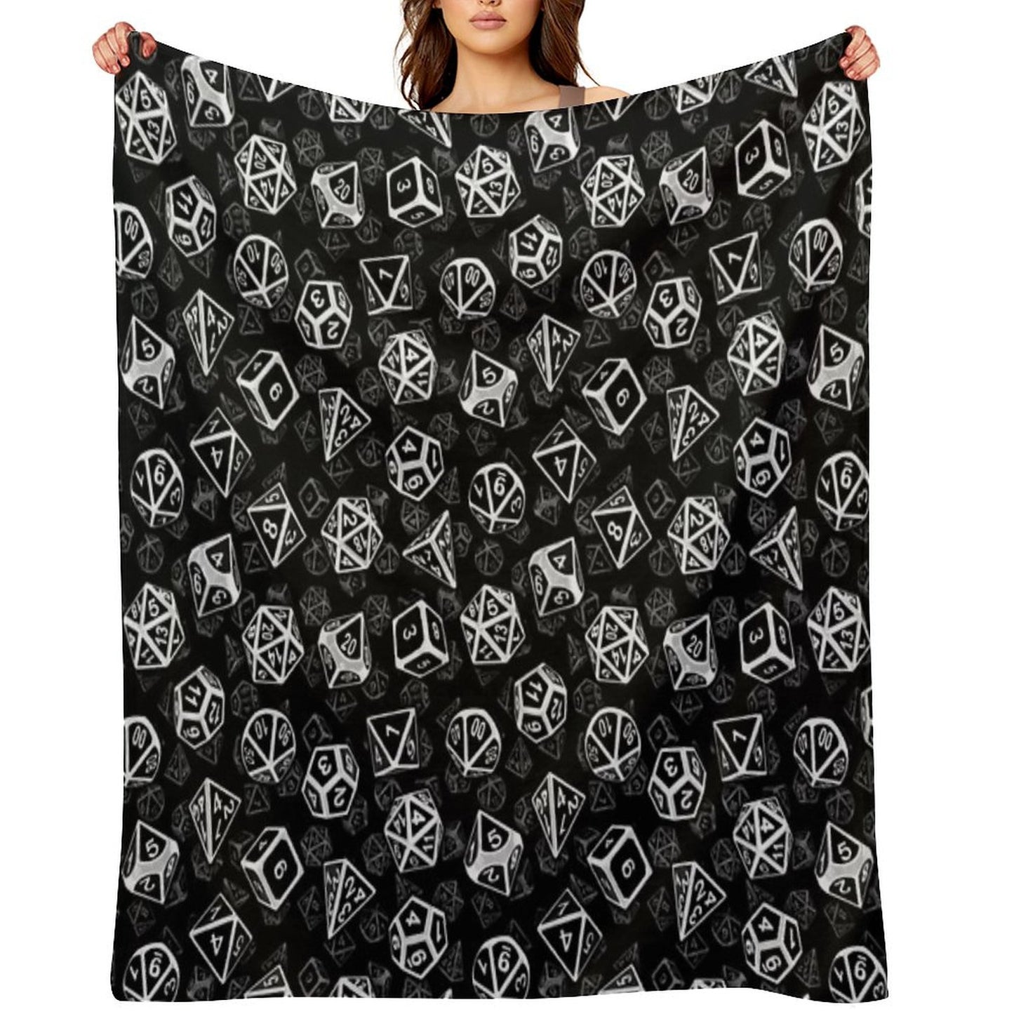 D20 Dice Set Pattern (White) Throw Blanket