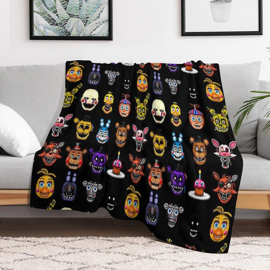 Five Nights at Freddy's - Pixel Art - Multiple Characters Throw Blanket