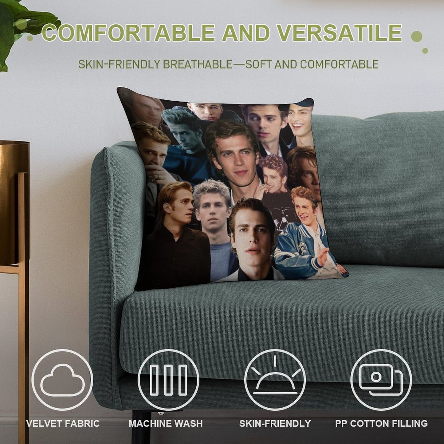 Hayden Christensen Hot Collage Soft Anti-Pilling Throw Pillow