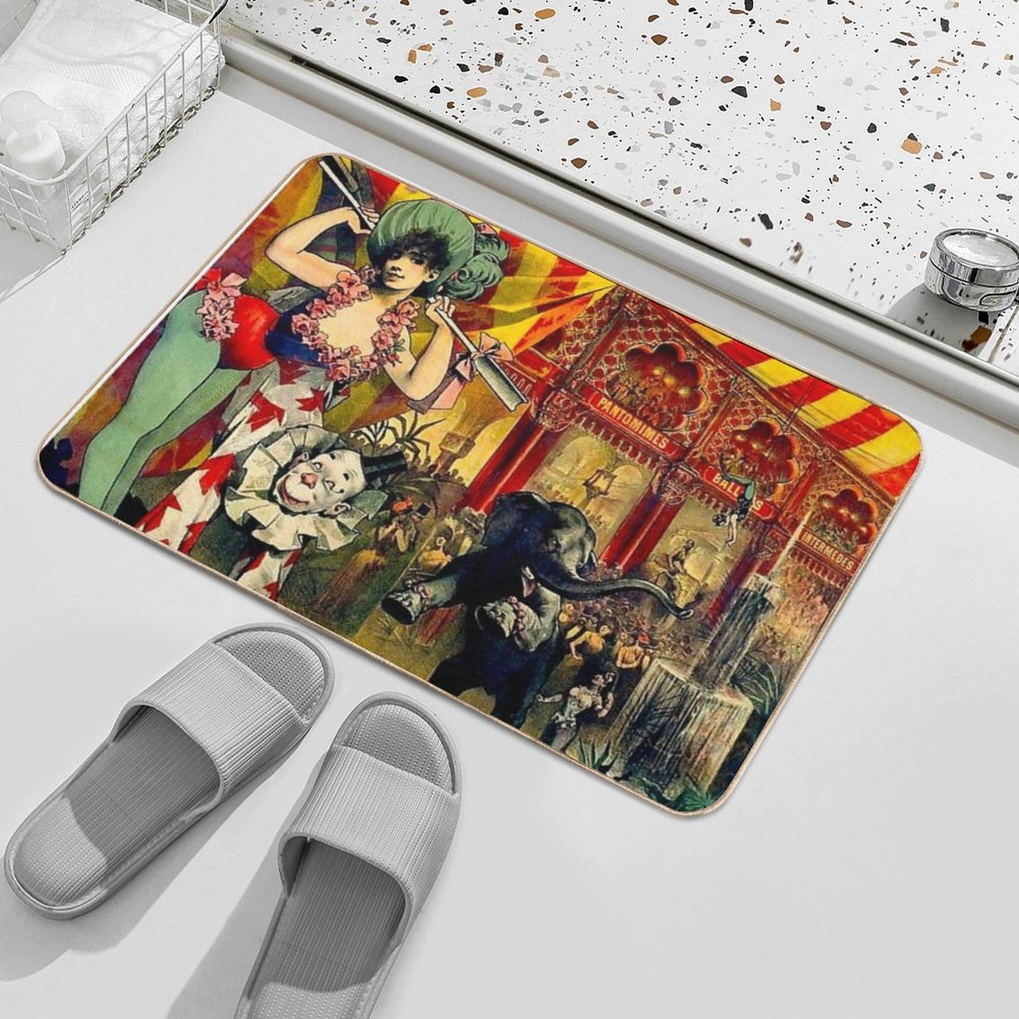 CIRCUS Vintage 1890 Circus Advertising Print Bath Mat
