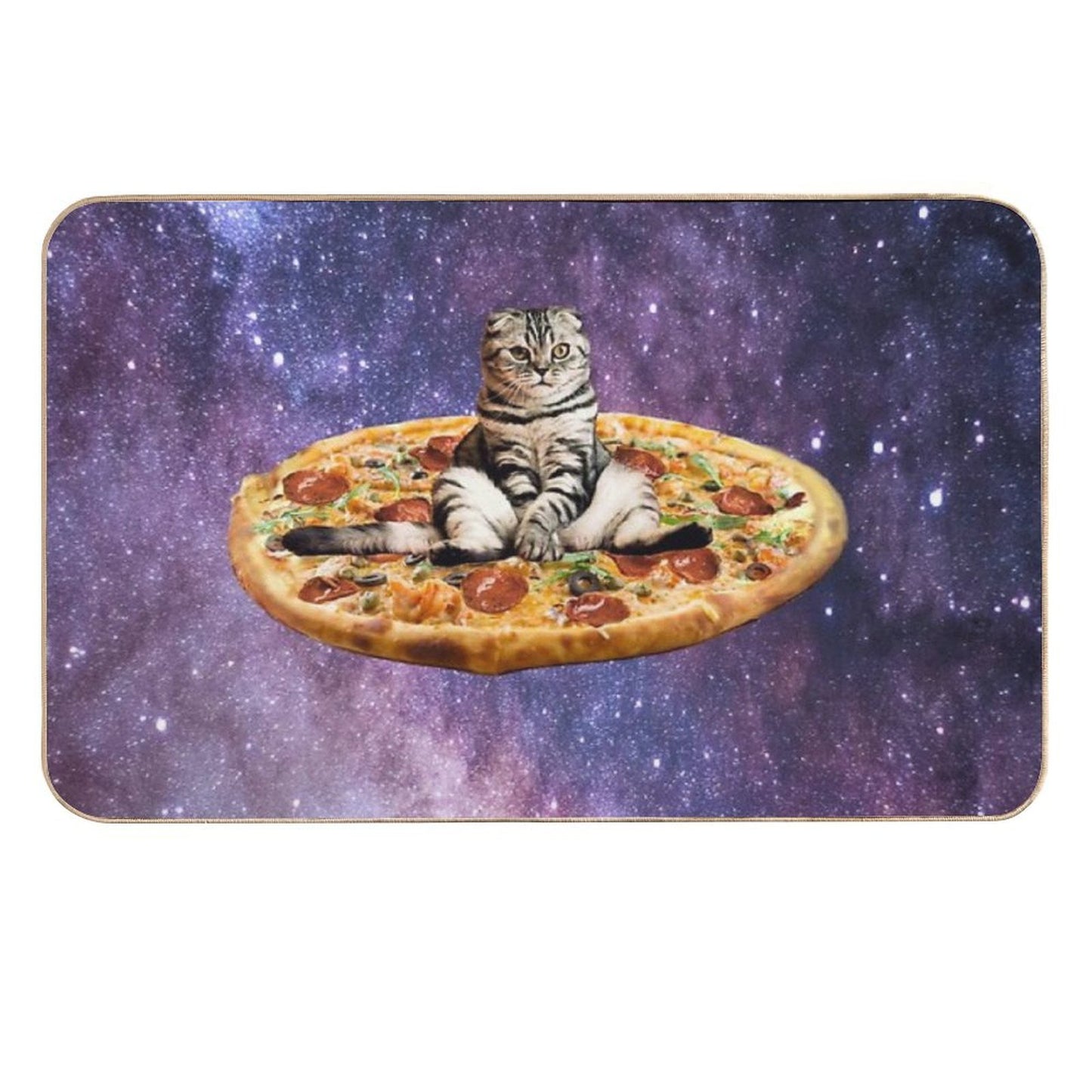 Pizza Cat in Space Anti-Trip Bath Mat