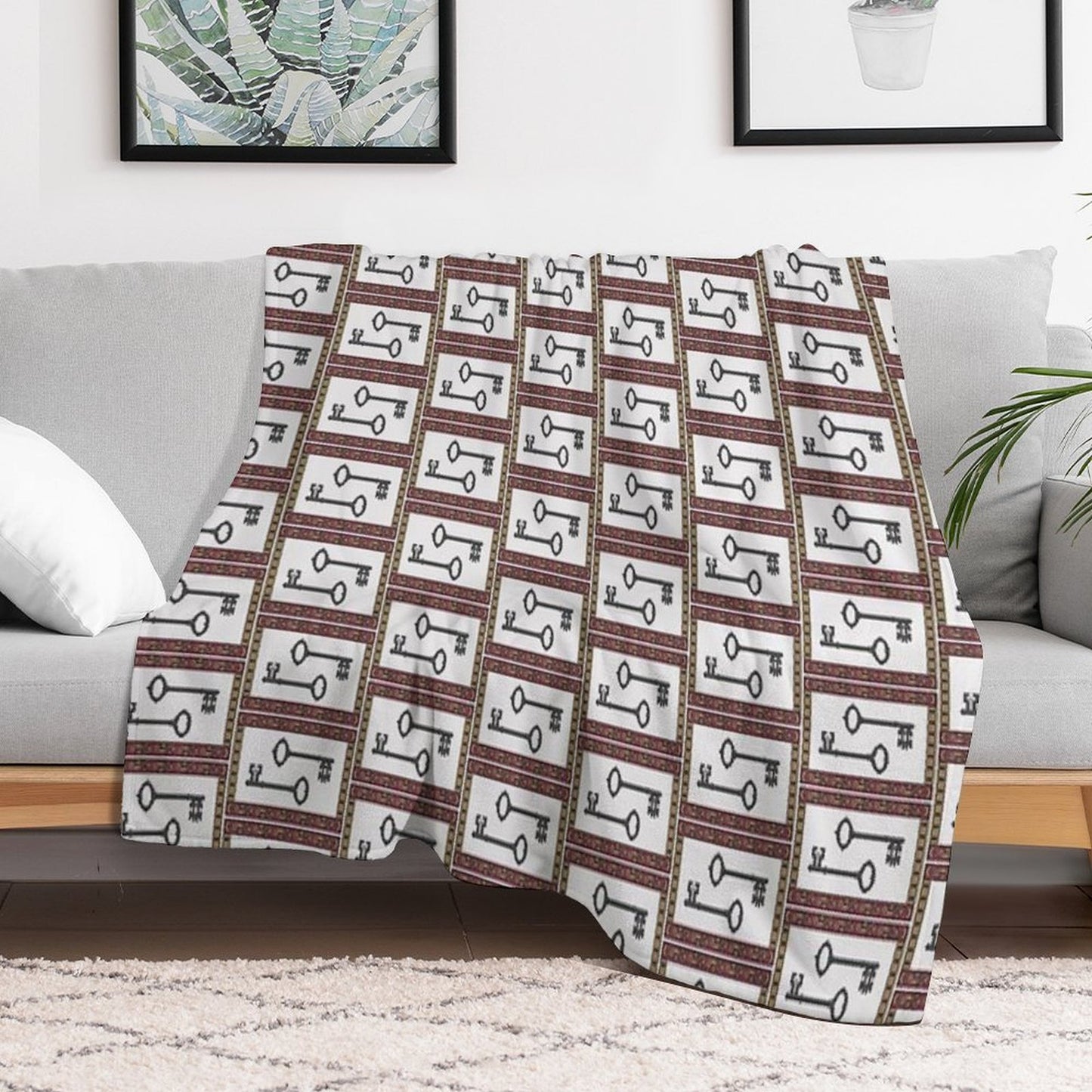 Pair of Keys (cross Stitch Style) Throw Blanket
