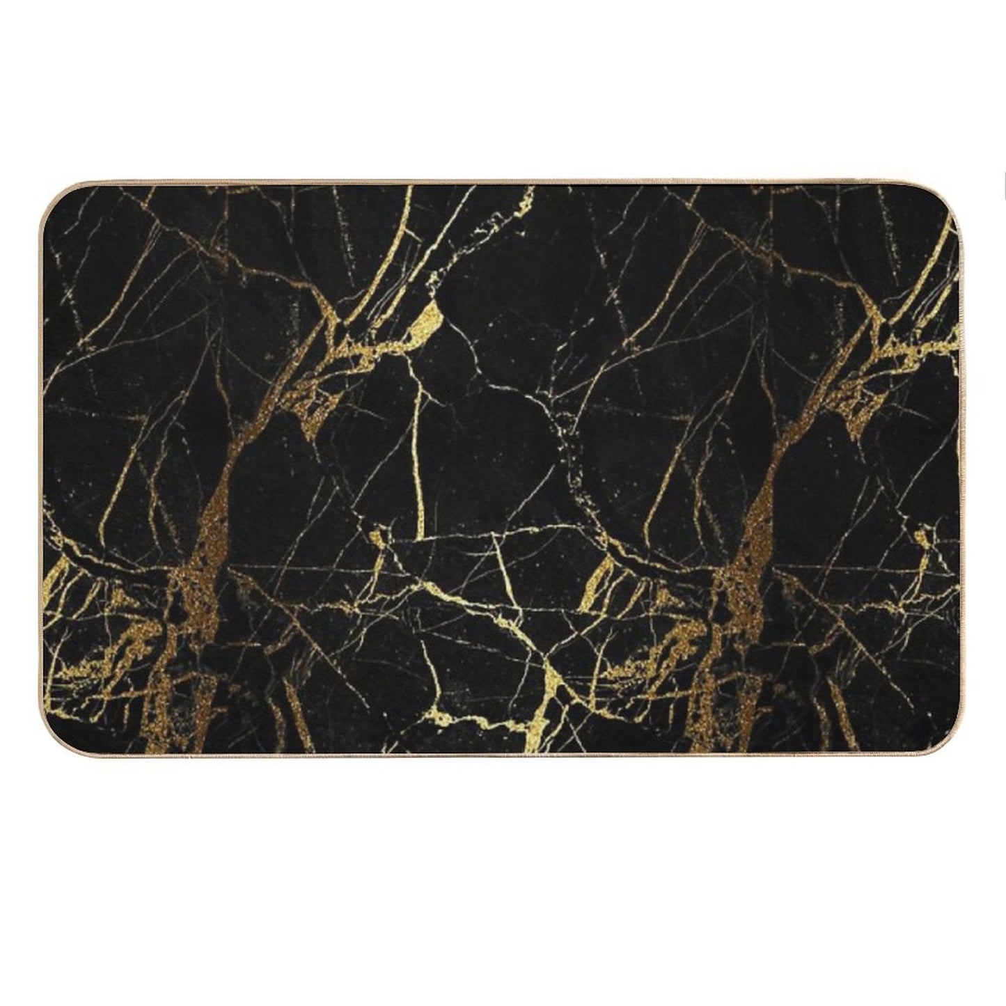 Black And Gold Marble Texture Bath Mat