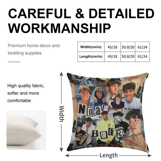 Noah Beck Collage Linen Throw Pillow Cover
