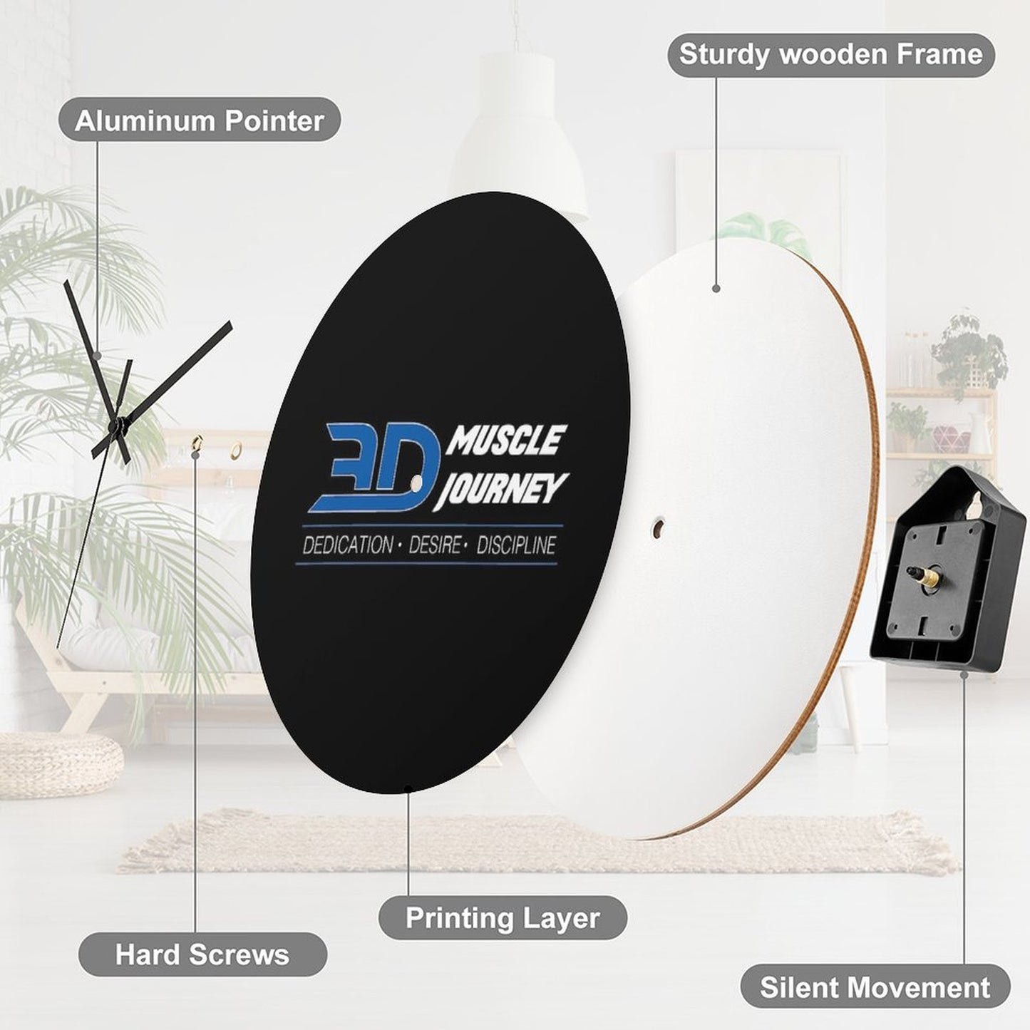 3D White Logo Wall Clock