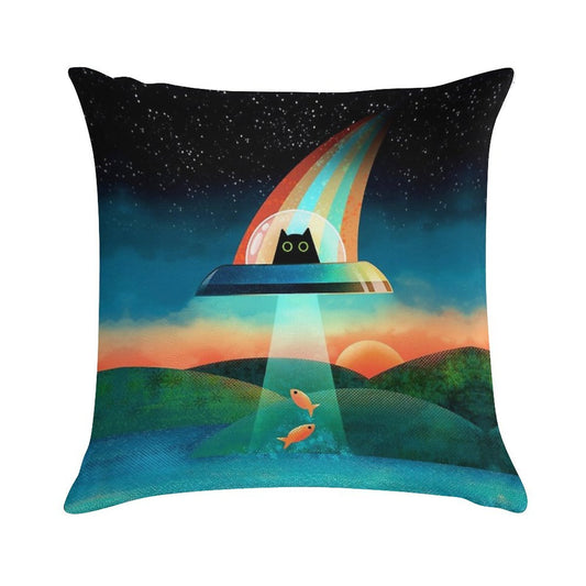 The Purrfect Alien Soft Hidden Zipper Throw Pillow