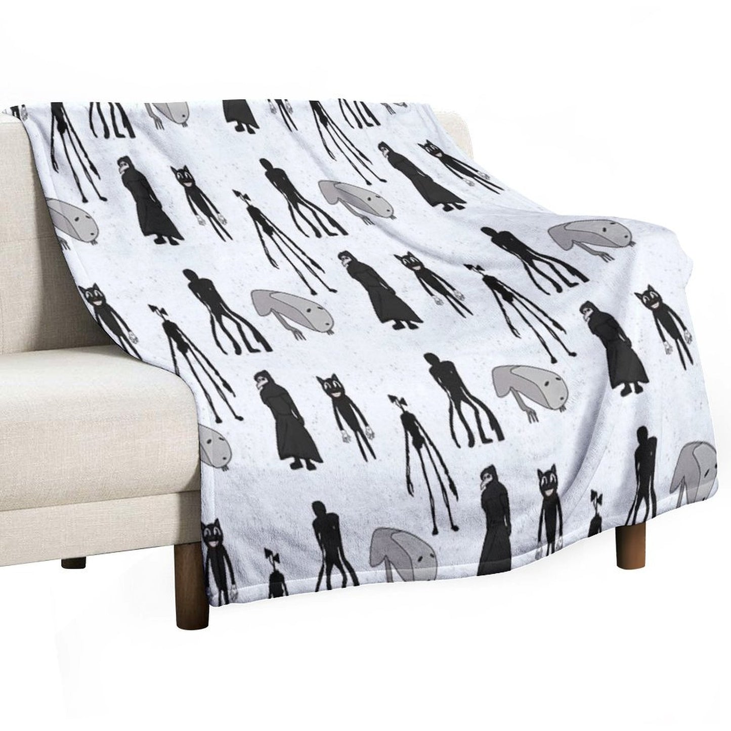 Siren Head, Breaking News, Witch Dr, Bridge Worm, Cartoon Cat Throw Blanket