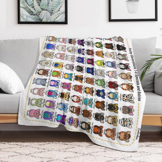 Furby Generations 1-8 Specials And Babies Throw Blanket