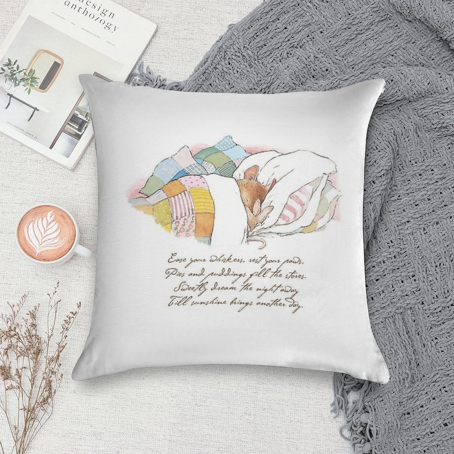 Primrose Goes to Sleep Soft Hidden Zipper Throw Pillow