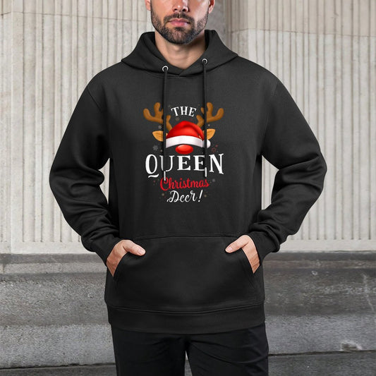 Queen Christmas Deer PJS Xmas Family Matching Relaxed Fit Hoodie