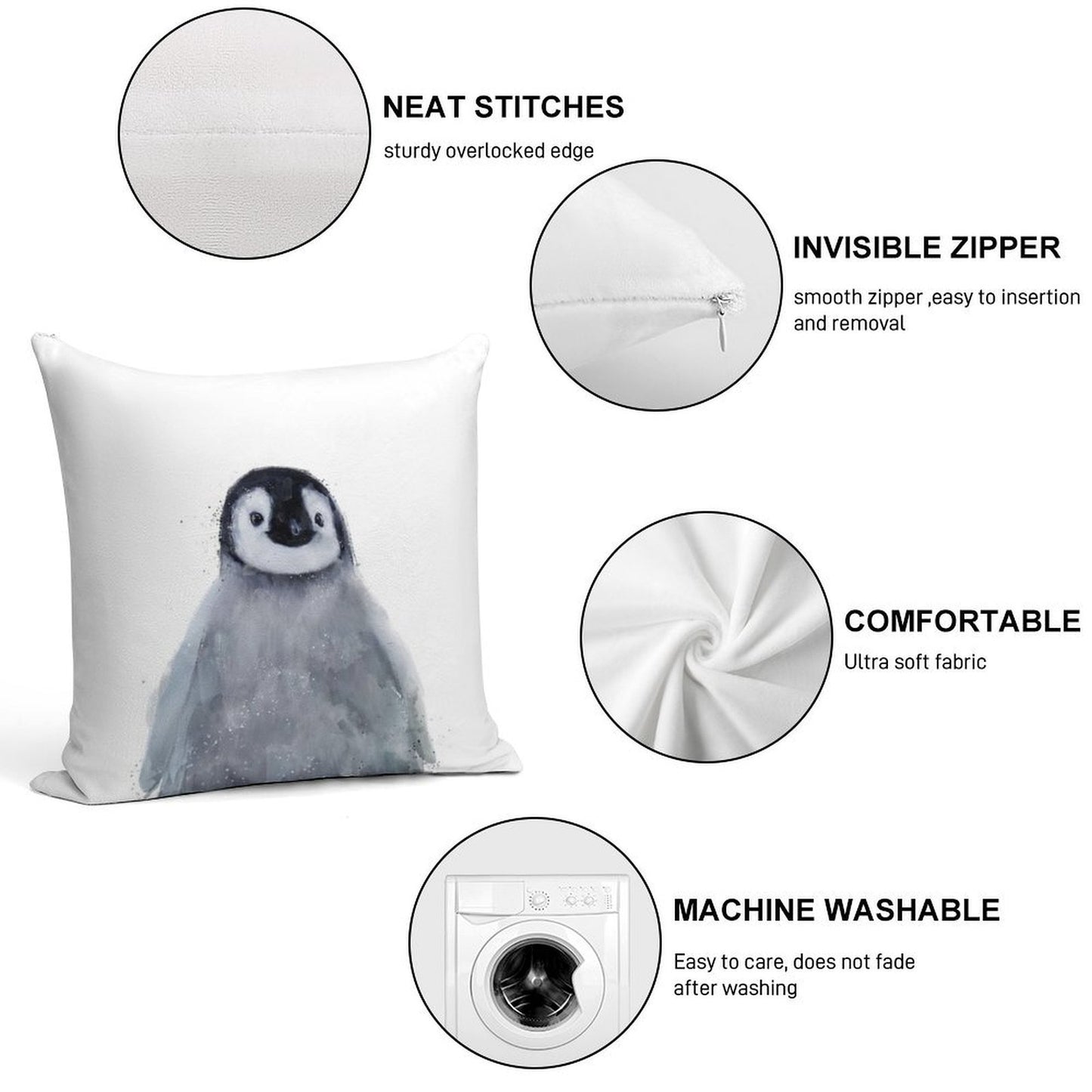 Little Penguin Soft Durable Construction Throw Pillow