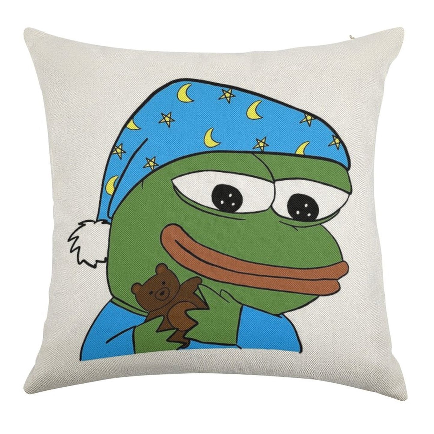 Bedtime Pepe - Sleepo Peepo Linen Throw Pillow Cover